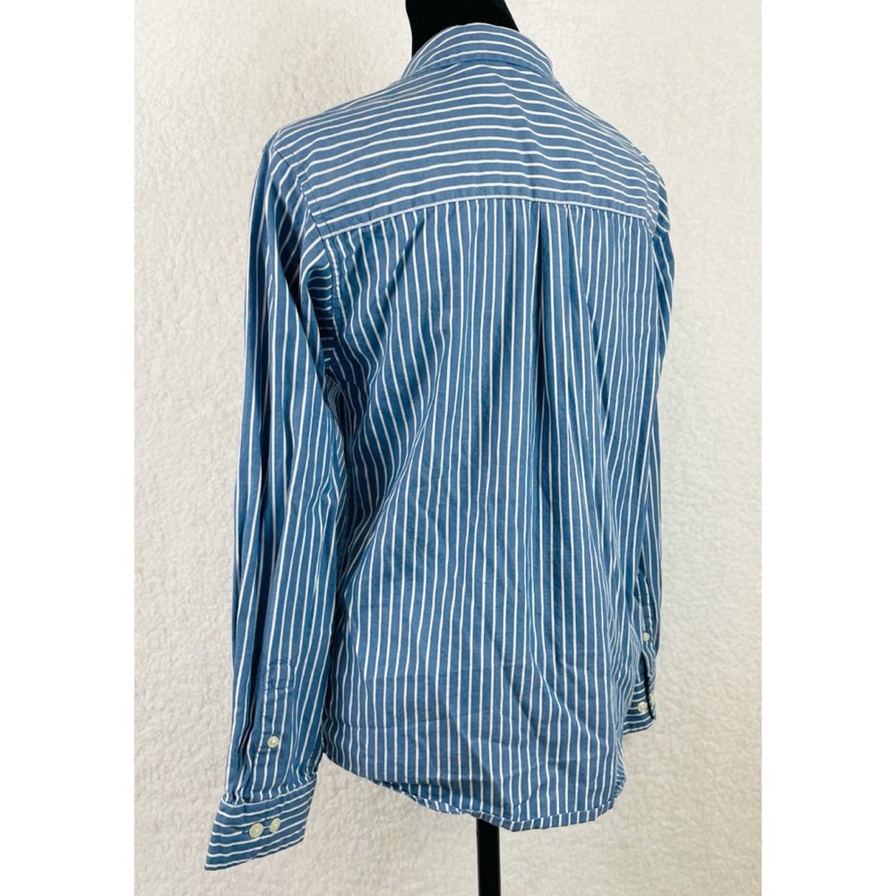 FADED GLORY • Vintage Wash Blue Striped Long Sleeve Button-Down Shirt, L 12/14 - Picture 5 of 14
